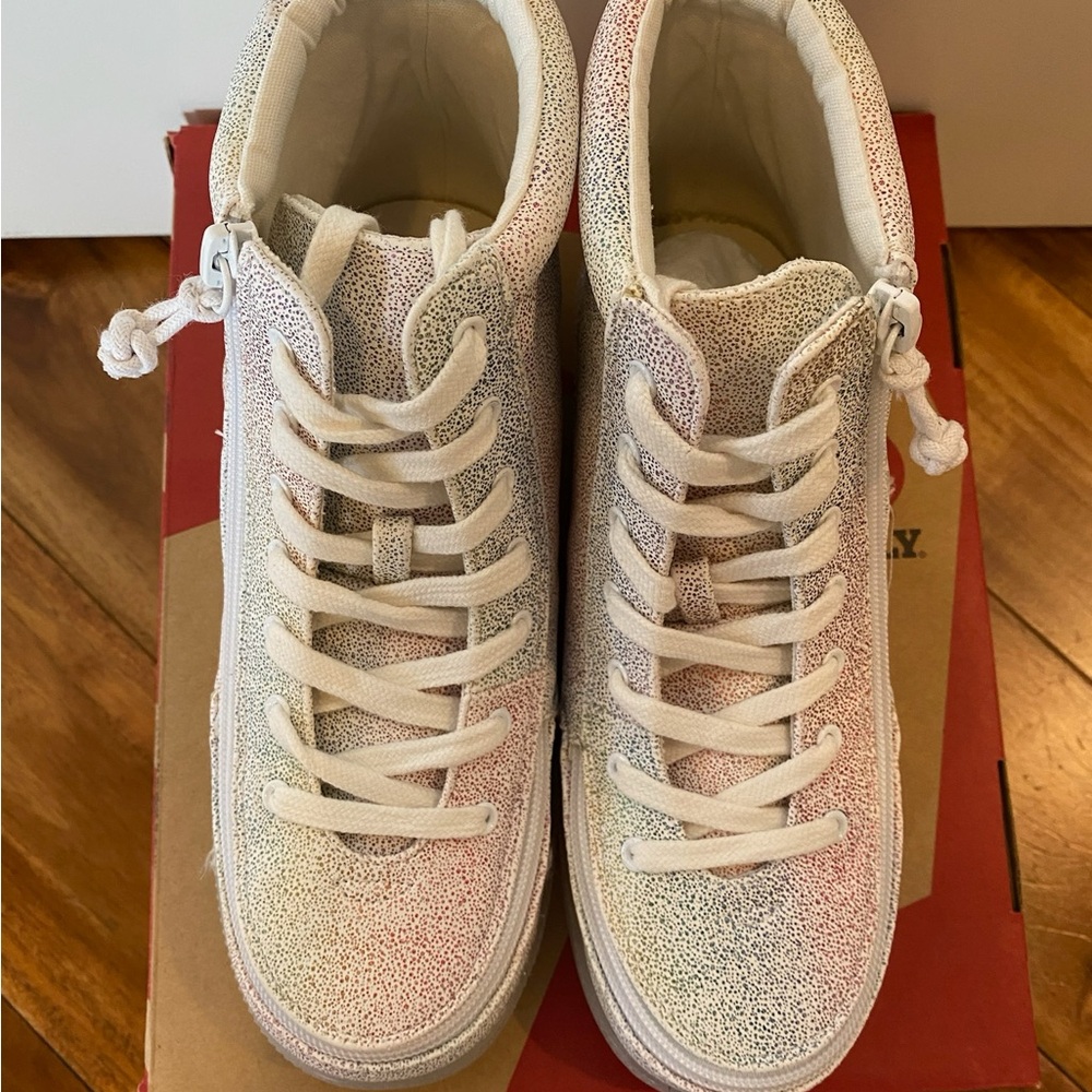 NEW BILLY Kids Classic Lace High-Tops - Rainbow Crackle White - Picture 4 of 6